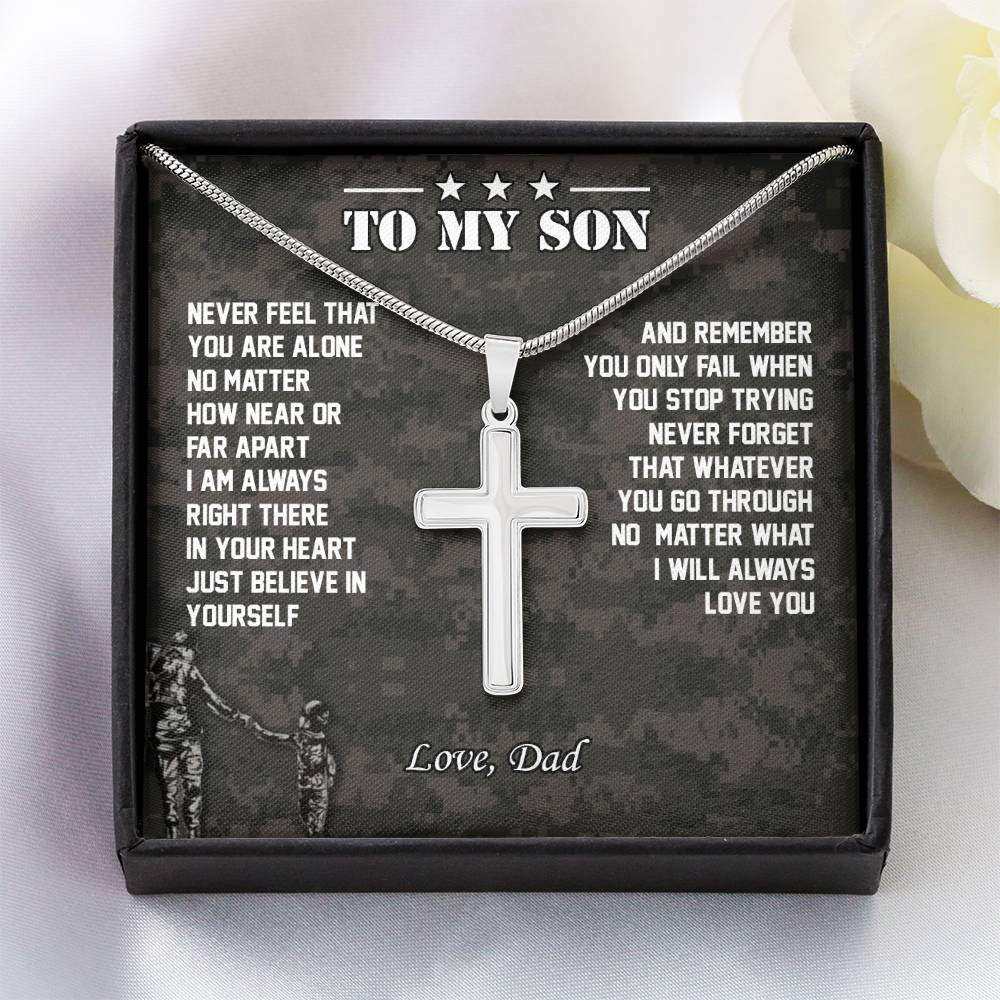 To My Son | I Will Always Love You - Stainless Steel Cross Necklace