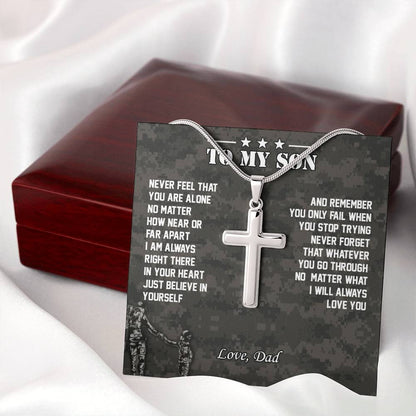 To My Son | I Will Always Love You - Stainless Steel Cross Necklace