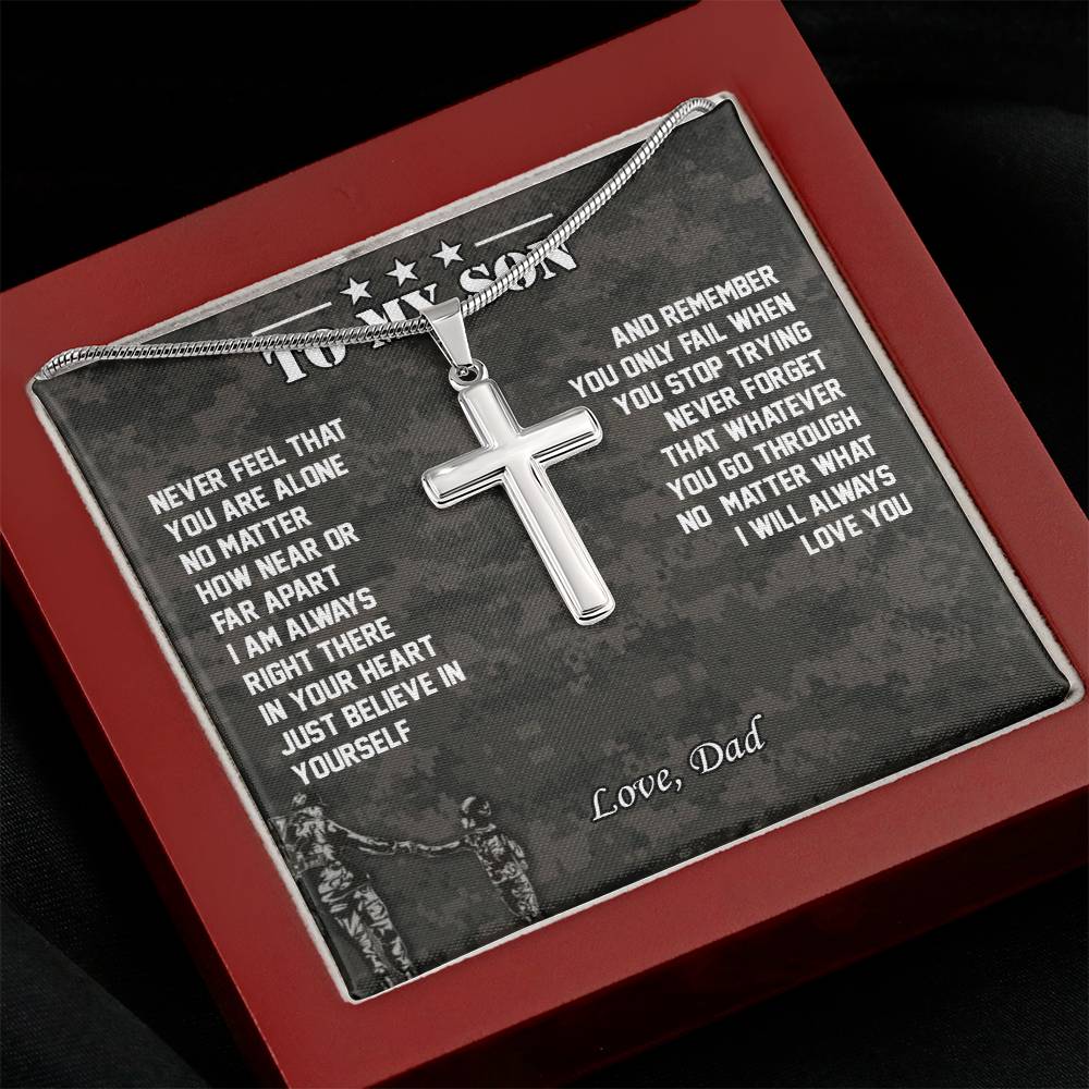To My Son | I Will Always Love You - Stainless Steel Cross Necklace