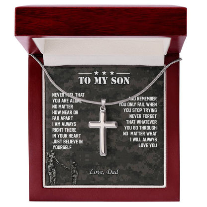 To My Son | I Will Always Love You - Stainless Steel Cross Necklace
